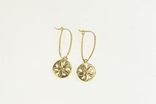 Load image into Gallery viewer, 14K Sand Dollar Sea Shell Vintage Dangle Earrings Yellow Gold