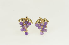 Load image into Gallery viewer, 14K 1960&#39;s Retro Amethyst Grape French Clip Earrings Yellow Gold