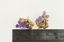 Load image into Gallery viewer, 14K 1960&#39;s Retro Amethyst Grape French Clip Earrings Yellow Gold