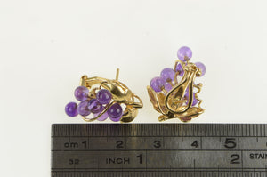 14K 1960's Retro Amethyst Grape French Clip Earrings Yellow Gold