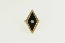 Load image into Gallery viewer, 14K Art Deco Black Onyx Diamond Squared Flower Ring Yellow Gold