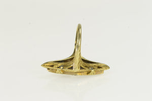 14K Art Deco Black Onyx Diamond Squared Flower Ring Yellow Gold