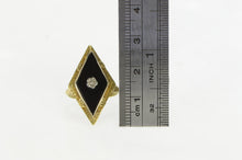 Load image into Gallery viewer, 14K Art Deco Black Onyx Diamond Squared Flower Ring Yellow Gold