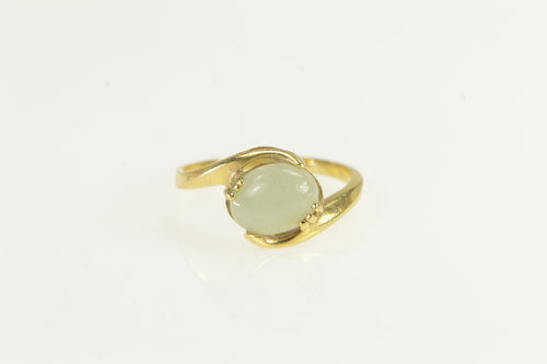 14K Aventurine Cabochon Vintage Bypass Ring Yellow Gold