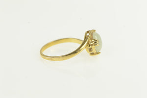 14K Aventurine Cabochon Vintage Bypass Ring Yellow Gold