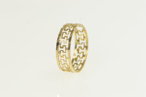 14K Textured Square Wave Pattern Cut Out Band Ring Yellow Gold