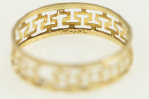 14K Textured Square Wave Pattern Cut Out Band Ring Yellow Gold