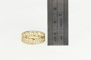 14K Textured Square Wave Pattern Cut Out Band Ring Yellow Gold