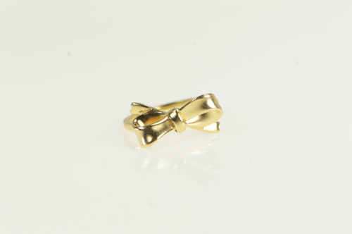 14K 3D Bow Ribbon Promise Vintage Statement Ring Yellow Gold