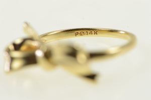 14K 3D Bow Ribbon Promise Vintage Statement Ring Yellow Gold