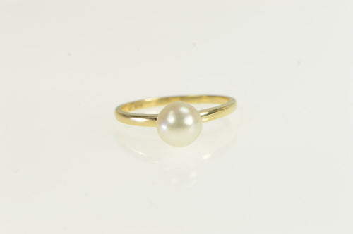 14K 7.0mm Pearl Classic Vintage Statement Ring Yellow Gold