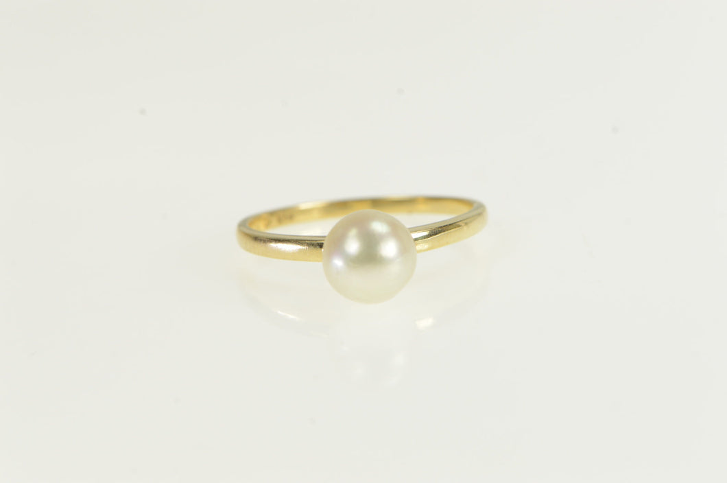 14K 7.0mm Pearl Classic Vintage Statement Ring Yellow Gold
