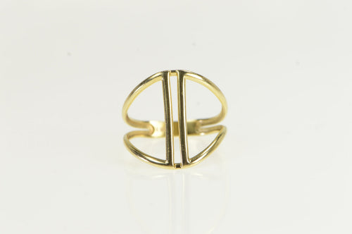 14K Geometric Graduated Squared Bar Center Ring Yellow Gold