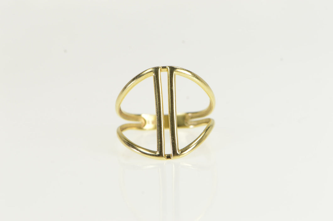 14K Geometric Graduated Squared Bar Center Ring Yellow Gold