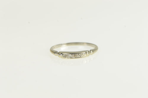 14K 1940's Diamond Vintage Wedding Band Ring White Gold