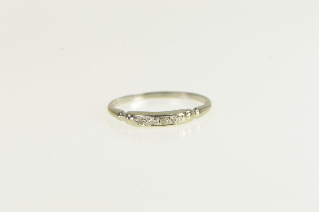 14K 1940's Diamond Vintage Wedding Band Ring White Gold
