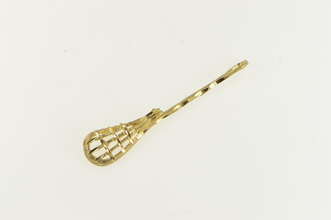 14K 3D Lacrosse Stick Vintage Sports Equipment Charm/Pendant Yellow Gold