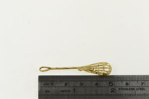 14K 3D Lacrosse Stick Vintage Sports Equipment Charm/Pendant Yellow Gold