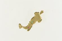 Load image into Gallery viewer, 14K Emerald Diamond Ruby Italy Map Travel Charm/Pendant Yellow Gold