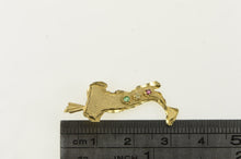 Load image into Gallery viewer, 14K Emerald Diamond Ruby Italy Map Travel Charm/Pendant Yellow Gold