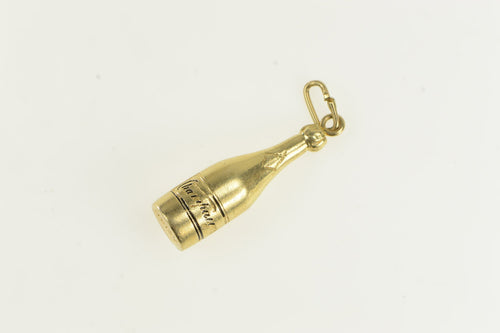 14K Champagne 3D Bottle Celebration Symbol Charm/Pendant Yellow Gold