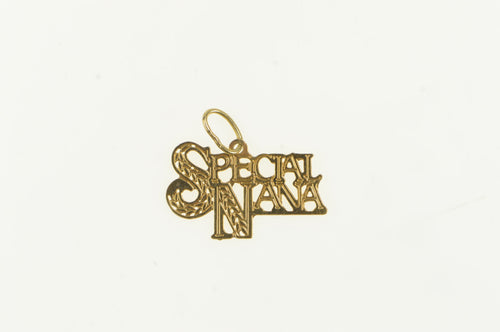 14K Special Nana Word Cut Out Mother's Day Charm/Pendant Yellow Gold