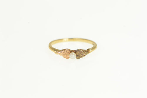 10K Tri Tone Freshwater Cultured Pearl Floral Ring Yellow Gold