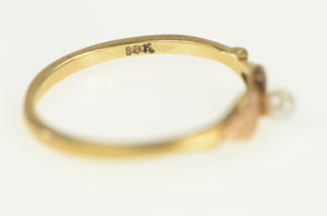 10K Tri Tone Freshwater Cultured Pearl Floral Ring Yellow Gold