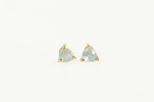 10K Trillion Blue Topaz Solitaire Vintage Stud Earrings Yellow Gold