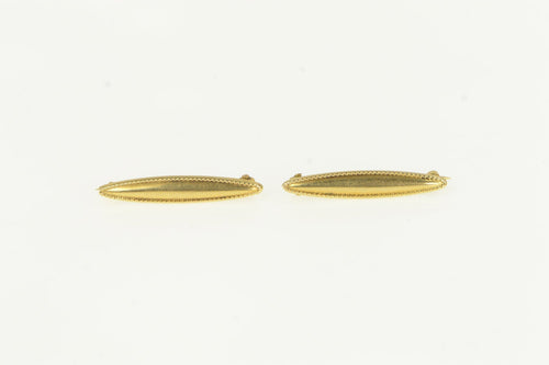 14K 1960's Milgrain Dress Pin Set Engravable Bar Pin/Brooch Yellow Gold