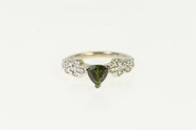 Load image into Gallery viewer, 14K Trillion Green Tourmaline Diamond Engagement Ring White Gold