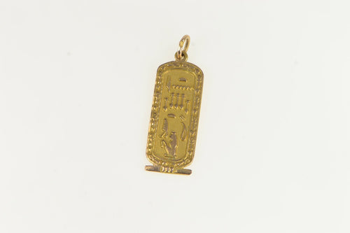 14K Egyptian Hieroglyphic Cartouche Vintage Charm/Pendant Yellow Gold