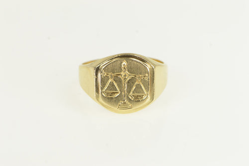 14K Libra Scales Astrology Zodiac Sign Ring Yellow Gold