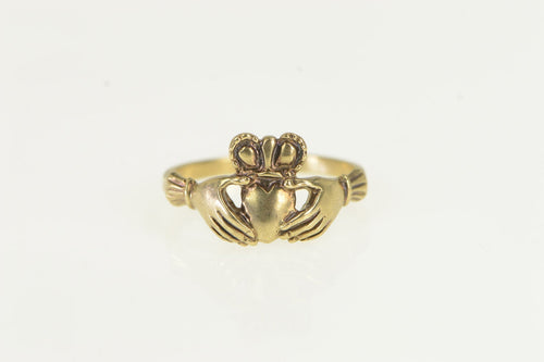 10K Claddagh Traditional Celtic Loyalty Ring Yellow Gold