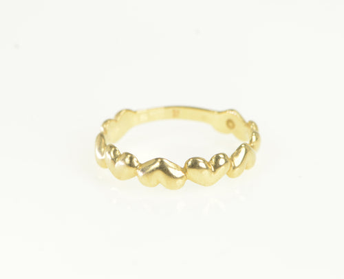 18K Heart Pattern Love Symbol Band Ring Yellow Gold