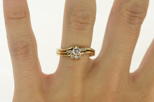 14K 0.33 Ctw Diamond Engagement Bridal Set Ring Yellow Gold