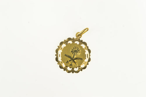 18K Saudi Arabian Crest Palm Tree Sword Charm/Pendant Yellow Gold