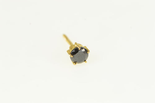 18K Single Hematite Vintage Classic Stud Earring Yellow Gold