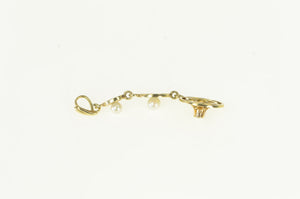 14K Victorian Pearl Diamond Tiered Circle Pendant Yellow Gold