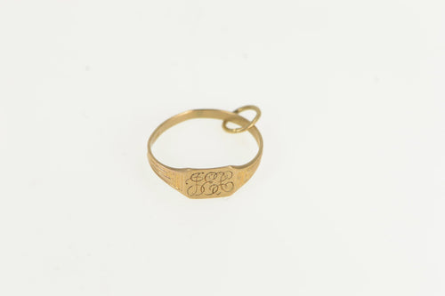 10K Victorian J E C Engraved Monogram Ring Charm/Pendant Yellow Gold
