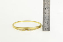 Load image into Gallery viewer, 18K 1.00 Ctw Pave Diamond Grooved Bangle Bracelet 6.75&quot; Yellow Gold