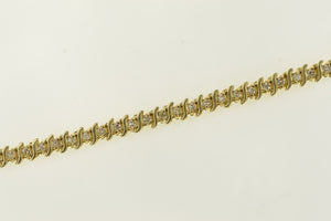 14K 1.25 Ctw Diamond Wavy Link Tennis Bracelet 5.75" Yellow Gold