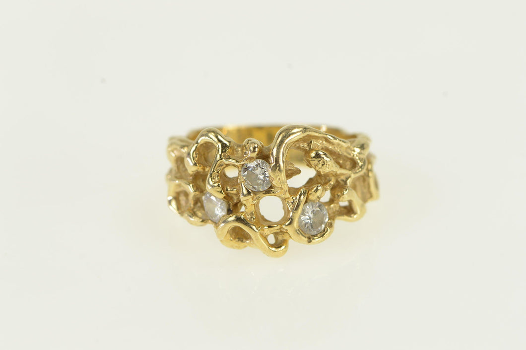 14K 0.30 Ctw Diamond Abstract Vine Ring Yellow Gold
