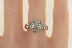 14K 1.00 Ctw Pave Diamond Heart Domed Ring White Gold