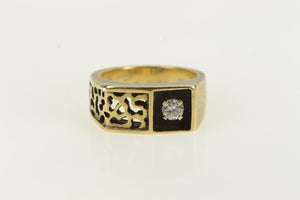 14K 0.20 Ct Diamond Squared Abstract Vine Ring Yellow Gold