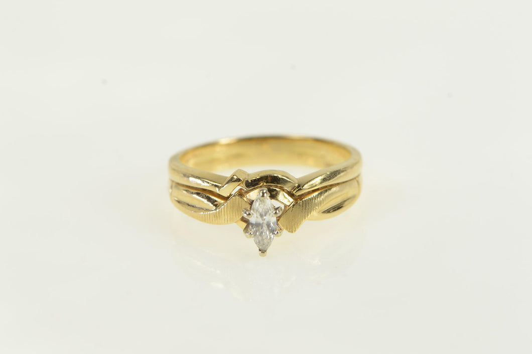 14K 0.20 Ct Marquise Diamond Bridal Set Ring Yellow Gold