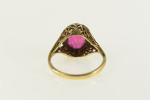 Load image into Gallery viewer, 14K Art Deco Syn. Ruby Leaf Vine Filigree Ring Yellow Gold