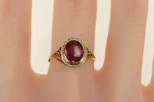 Load image into Gallery viewer, 14K Art Deco Syn. Ruby Leaf Vine Filigree Ring Yellow Gold
