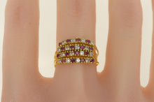 Load image into Gallery viewer, 18K Ruby White Sapphire Layered Band Ring Yellow Gold