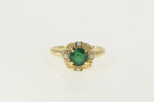 Load image into Gallery viewer, 14K Victorian Syn. Emerald Seed Pearl Ring Yellow Gold